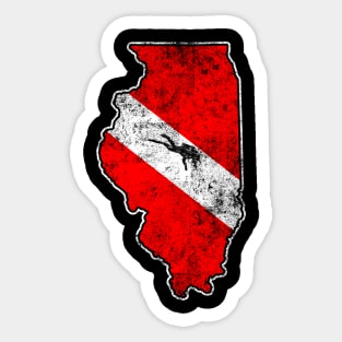 Illinois Dive Flag Scuba Diving State Map Dive Flag Distressed Sticker